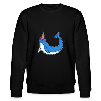 Eiscreme Narwhal Naschkatze Gift - Stanley/Stella Unisex Bio-Sweatshirt CHANGER  - Schwarz - Vorne - Nik (191cm) & Marisol (170cm)
