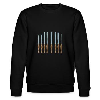 Turning Wood Lathe Lathe - Stanley/Stella CHANGER Unisex Organic Sweatshirt - black - Front - Nik (191cm) & Marisol (170cm)