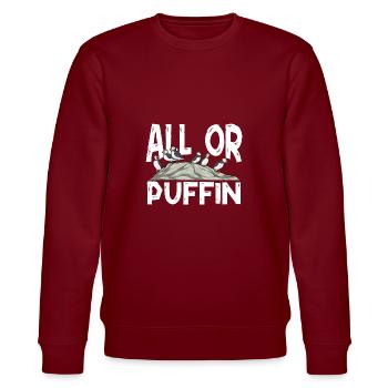 puffin puffin auke birds Lunde - Stanley/Stella CHANGER Unisex Organic Sweatshirt - burgundy - Front - Nik (191cm) & Marisol (170cm)