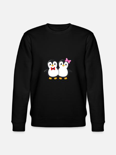 Linda pareja de pingüinos con moño y corbata de moño - Sudadera ecológica unisex CHANGER de Stanley/Stella - negro