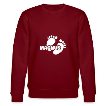 Geburt Magnus - Stanley/Stella Unisex Bio-Sweatshirt CHANGER  - Burgunderrot - Vorne - Nik (191cm) & Marisol (170cm)