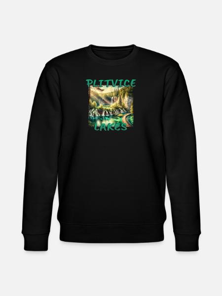 Plitvice Lakes Croatia Grunge Waterfall - Stanley/Stella CHANGER Unisex Organic Sweatshirt - black