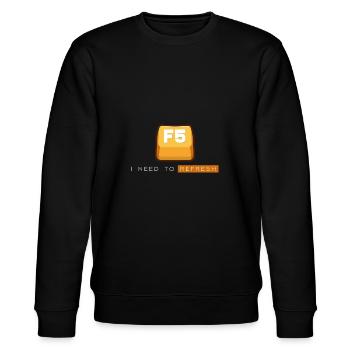F5 I Need to Refresh Funny Saying Programmer - Stanley/Stella CHANGER Unisex Organic Sweatshirt - black - Front - Nik (191cm) & Marisol (170cm)