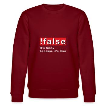 False Programming - Stanley/Stella CHANGER Unisex Organic Sweatshirt - burgundy - Front - Nik (191cm) & Marisol (170cm)