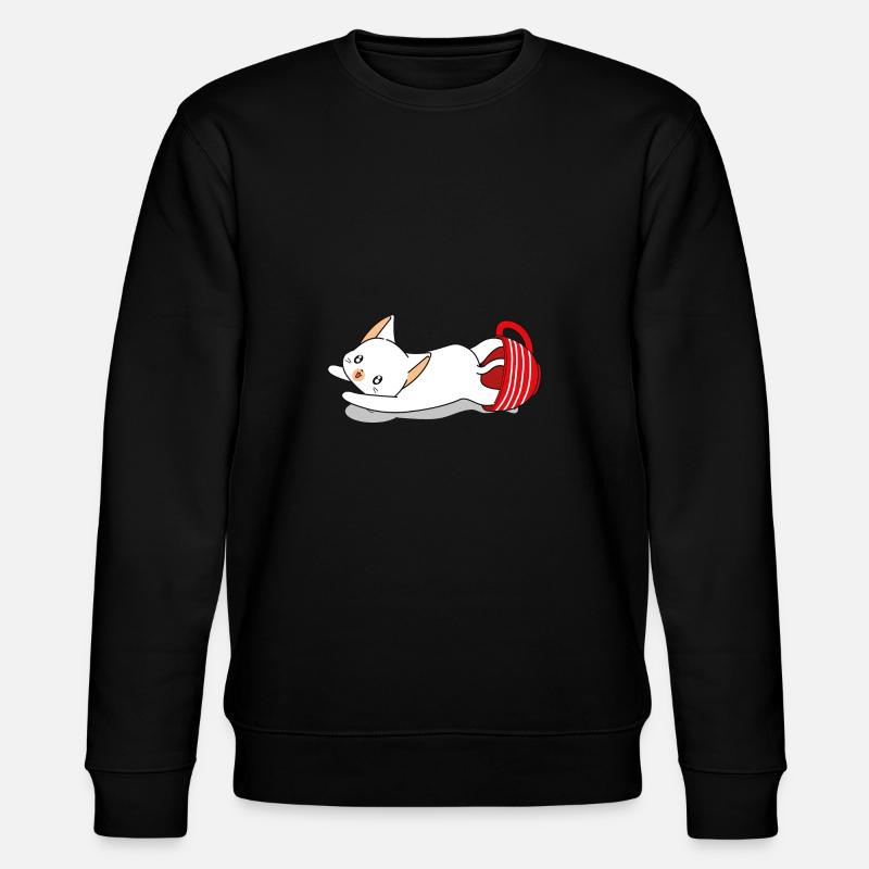 Cat Coffee Cup - Stanley/Stella CHANGER Unisex Organic Sweatshirt - black
