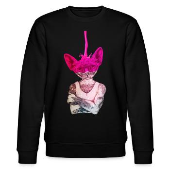Sphynx Katze FARBE - Stanley/Stella Unisex Bio-Sweatshirt CHANGER  - Schwarz - Vorne - Nik (191cm) & Marisol (170cm)