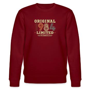 Vinatge 1984 Geburtstagsgeschenk - Stanley/Stella Unisex Bio-Sweatshirt CHANGER  - Burgunderrot - Vorne - Nik (191cm) & Marisol (170cm)