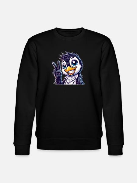 Sød pingvin viser tænder glæde tegneserie fred - Stanley/Stella økologisk unisex-sweatshirt CHANGER  - sort
