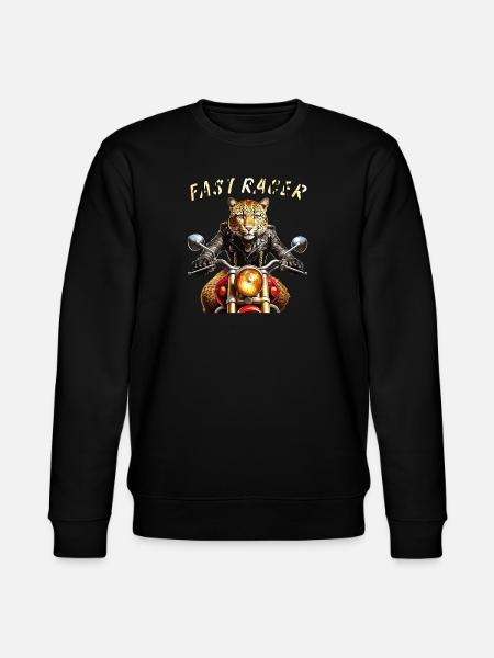 LEOPARD MOTORCYCLE FAST RACER - Stanley/Stella CHANGER Unisex Organic Sweatshirt - black