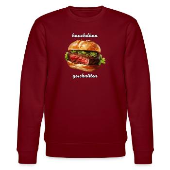STEAK wafer-thin sliced - Stanley/Stella CHANGER Unisex Organic Sweatshirt - burgundy - Front - Nik (191cm) & Marisol (170cm)
