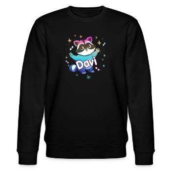 DAVI - Schöner Jungen Name mit süßem Waschbär - Stanley/Stella Unisex Bio-Sweatshirt CHANGER  - Schwarz - Vorne - Nik (191cm) & Marisol (170cm)