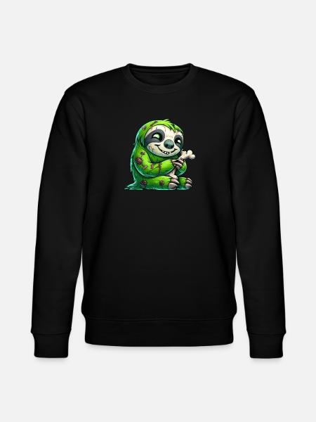 Halloween Sloth Zombie Funny Cartoon - Stanley/Stella CHANGER Unisex Organic Sweatshirt - black