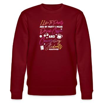 School Counselor Coffee I Like To - Stanley/Stella CHANGER Unisex Organic Sweatshirt - burgundy - Front - Nik (191cm) & Marisol (170cm)