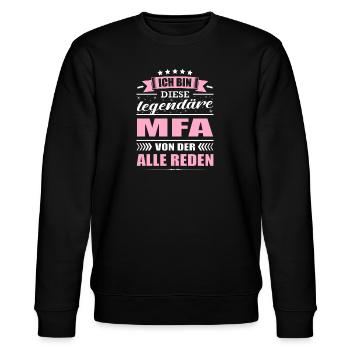 Ich Bin Diese Legendäre MFA Arzthelferin - Stanley/Stella Unisex Bio-Sweatshirt CHANGER  - Schwarz - Vorne - Nik (191cm) & Marisol (170cm)