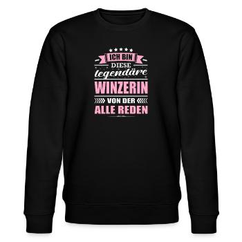 Ich Bin Diese Legendäre Winzerin Winzer - Stanley/Stella Unisex Bio-Sweatshirt CHANGER  - Schwarz - Vorne - Nik (191cm) & Marisol (170cm)
