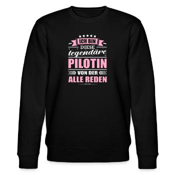 Ich Bin Diese Legendäre Pilotin Flugzeug - Stanley/Stella Unisex Bio-Sweatshirt CHANGER  - Schwarz - Vorne - Nik (191cm) & Marisol (170cm)