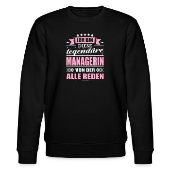 Ich Bin Diese Legendäre Managerin Rente - Stanley/Stella Unisex Bio-Sweatshirt CHANGER  - Schwarz - Vorne - Nik (191cm) & Marisol (170cm)