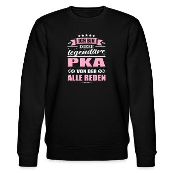Ich Bin Diese Legendäre PKA Pharmazeutische - Stanley/Stella Unisex Bio-Sweatshirt CHANGER  - Schwarz - Vorne - Nik (191cm) & Marisol (170cm)