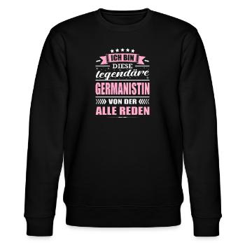 Ich Bin Diese Legendäre Germanistin - Stanley/Stella Unisex Bio-Sweatshirt CHANGER  - Schwarz - Vorne - Nik (191cm) & Marisol (170cm)