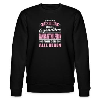 Diese Legendäre Zahnmedizinische Fachangestellte - Stanley/Stella Unisex Bio-Sweatshirt CHANGER  - Schwarz - Vorne - Nik (191cm) & Marisol (170cm)