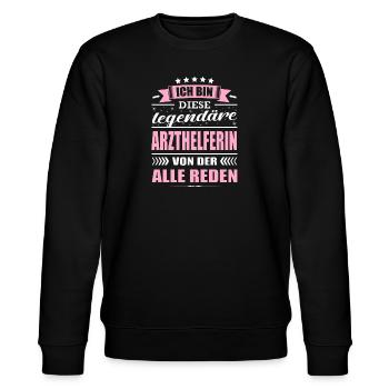 Ich Bin Dieses Legendäre Arzthelferin MFA - Stanley/Stella Unisex Bio-Sweatshirt CHANGER  - Schwarz - Vorne - Nik (191cm) & Marisol (170cm)