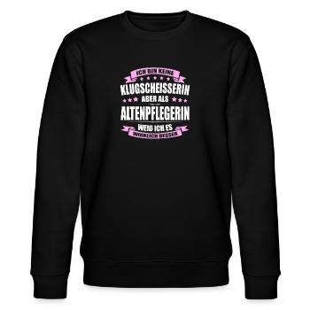 Ich Bin Keine Klugscheisserin Altenpflegerin - Stanley/Stella Unisex Bio-Sweatshirt CHANGER  - Schwarz - Vorne - Nik (191cm) & Marisol (170cm)