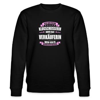 Ich Bin Keine Klugscheisserin Verkäuferin Vekäufer - Stanley/Stella Unisex Bio-Sweatshirt CHANGER  - Schwarz - Vorne - Nik (191cm) & Marisol (170cm)