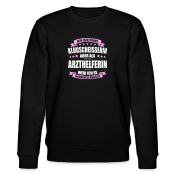 Ich Bin Keine Klugscheisserin Arzthelferin MFA - Stanley/Stella Unisex Bio-Sweatshirt CHANGER  - Schwarz - Vorne - Nik (191cm) & Marisol (170cm)
