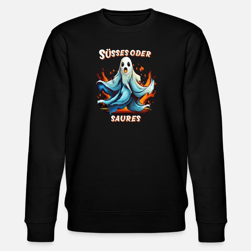 GEIST HALLOWEEN SÜSSES ODER SAURES - Stanley/Stella Unisex Bio-Sweatshirt CHANGER  - Schwarz
