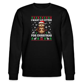 I Want an Otter for Christmas Ugly Sweater Otter - Stanley/Stella Unisex Bio-Sweatshirt CHANGER  - Schwarz - Vorne - Nik (191cm) & Marisol (170cm)