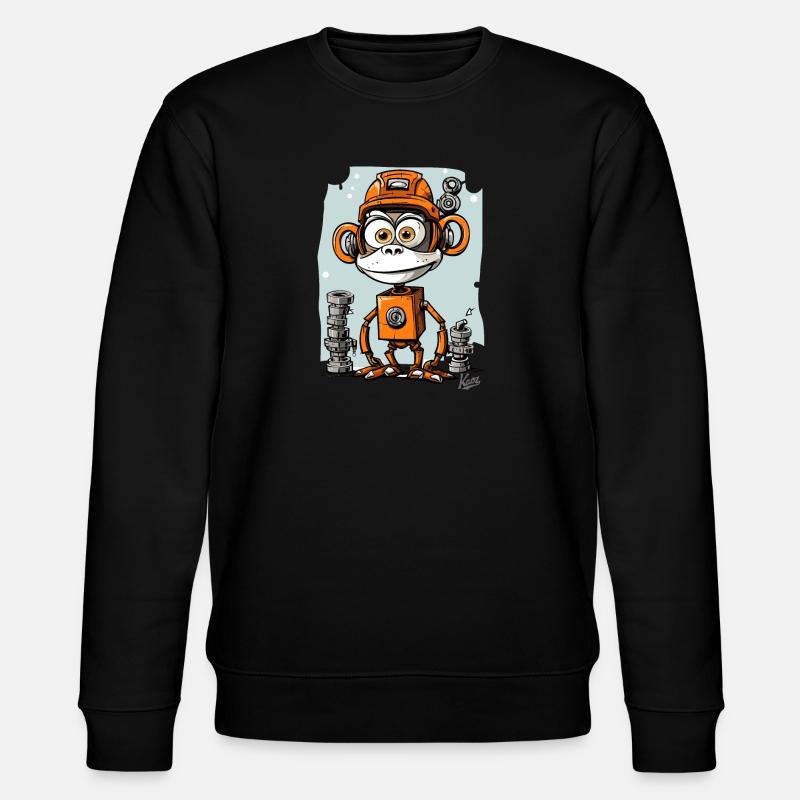 Le singe-robot drôle et funky - Sweat bio CHANGER Stanley/Stella Unisexe - noir