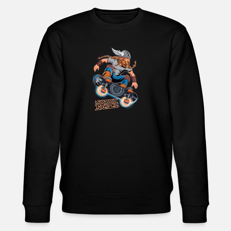 Wikinger-Krieger-Skateboarder - Stanley/Stella Unisex Bio-Sweatshirt CHANGER  - Schwarz