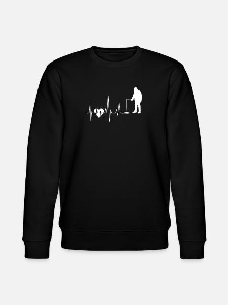 Funny Fishing Heartbeat - Stanley/Stella CHANGER Unisex Organic Sweatshirt - black