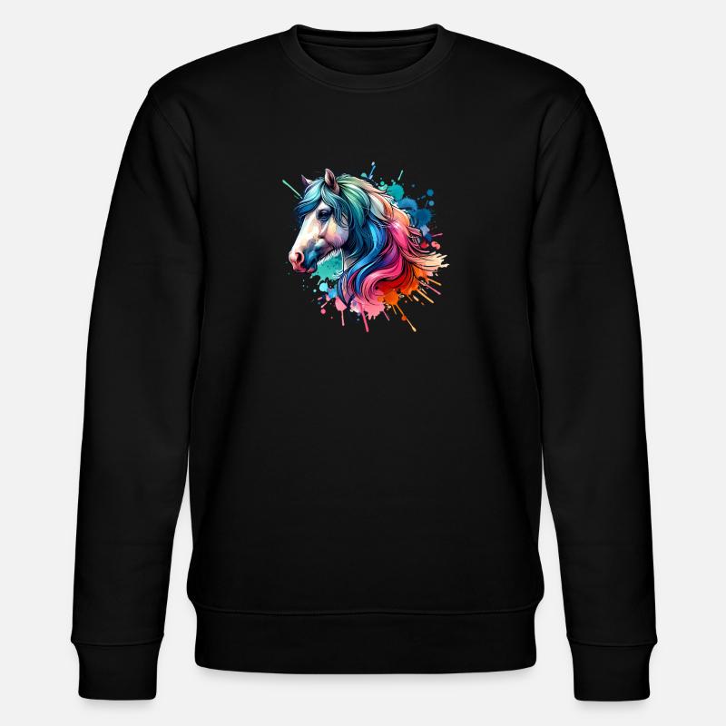 Pferd - Stanley/Stella Unisex Bio-Sweatshirt CHANGER  - Schwarz