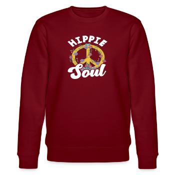 Hippie Soul Friedenssymbol Blumen - Stanley/Stella Unisex Bio-Sweatshirt CHANGER  - Burgunderrot - Vorne - Nik (191cm) & Marisol (170cm)