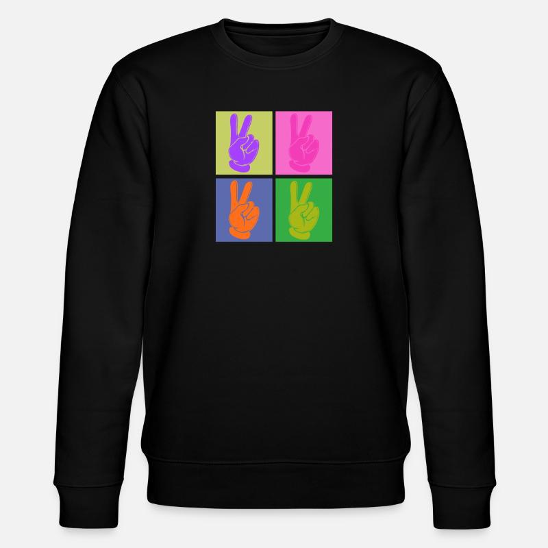 Bunter Friedensgriff Pop Art Design - Stanley/Stella Unisex Bio-Sweatshirt CHANGER  - Schwarz
