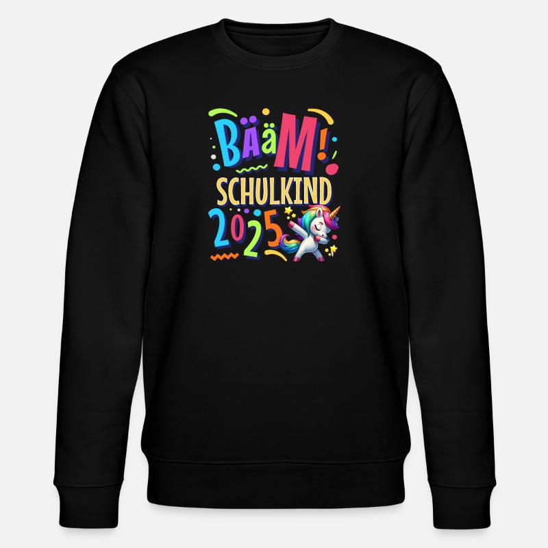 Bääm Schulkind 2025 Einhorn - Stanley/Stella Unisex Bio-Sweatshirt CHANGER  - Schwarz