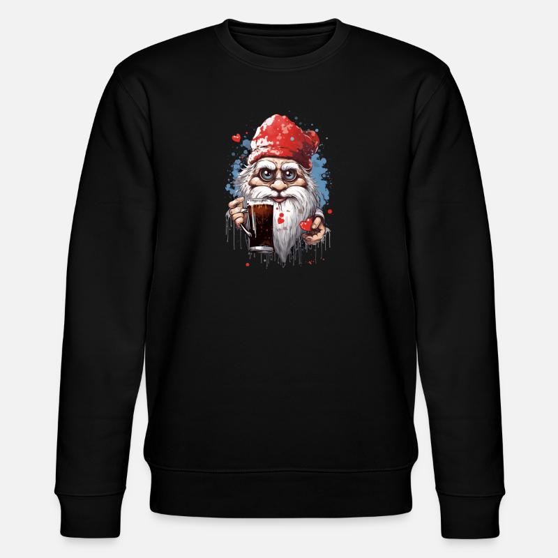 Gnome mit Nikolausmütze - Stanley/Stella Unisex Bio-Sweatshirt CHANGER  - Schwarz