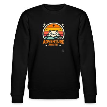 Abenteuer wartet auf die neugierige Katze - Stanley/Stella Unisex Bio-Sweatshirt CHANGER  - Schwarz - Vorne - Nik (191cm) & Marisol (170cm)