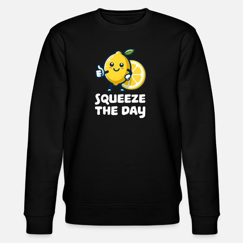 Squeeze the Day Lemon - Stanley/Stella CHANGER Unisex Organic Sweatshirt - black