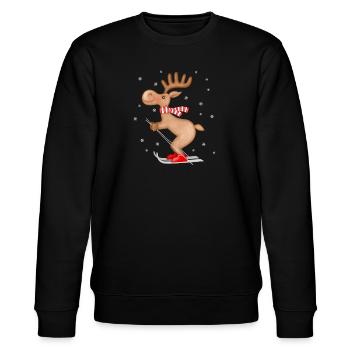 Weihnachtsrentier auf Ski Skifahren Rentier - Stanley/Stella Unisex Bio-Sweatshirt CHANGER  - Schwarz - Vorne - Nik (191cm) & Marisol (170cm)