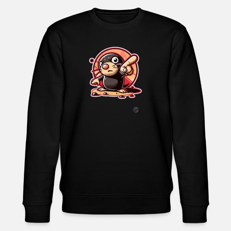 Funny mole pointing with finger - Stanley/Stella CHANGER Unisex Organic Sweatshirt - black