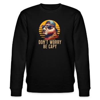 Capybara - Stanley/Stella Unisex Bio-Sweatshirt CHANGER  - Schwarz - Vorne - Nik (191cm) & Marisol (170cm)