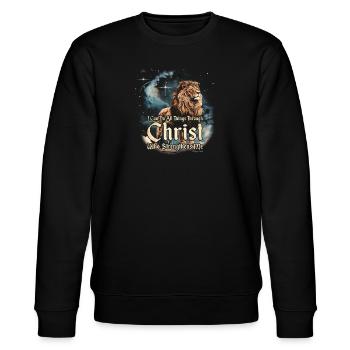 Philipper 4:13 Ich kann alles - Kraft - Stanley/Stella Unisex Bio-Sweatshirt CHANGER  - Schwarz - Vorne - Nik (191cm) & Marisol (170cm)