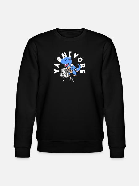 Knitting Dinosaur Yarnivore Fun - Stanley/Stella CHANGER Unisex Organic Sweatshirt - black