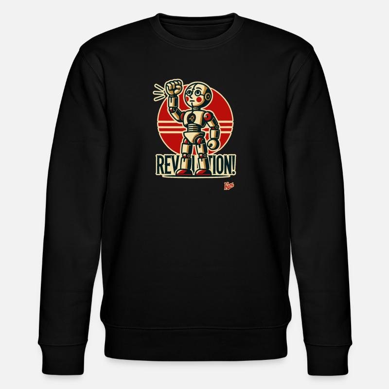 Retro-Roboter-Revolution - Stanley/Stella Unisex Bio-Sweatshirt CHANGER  - Schwarz