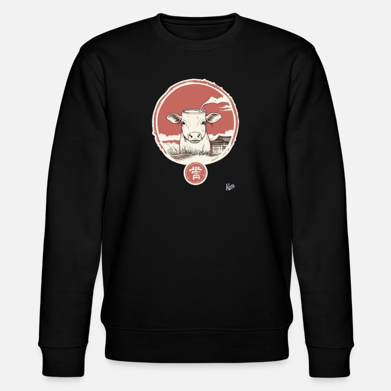 Abstrakte Kuh mit Milch - Stanley/Stella Unisex Bio-Sweatshirt CHANGER  - Schwarz
