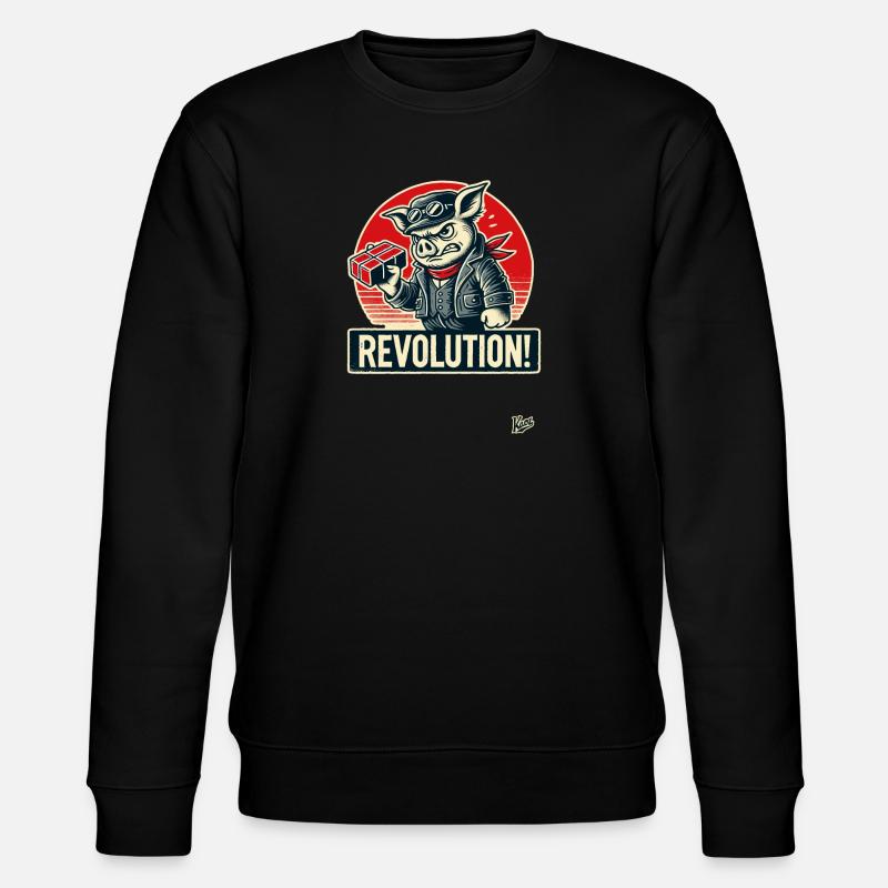 Rétro ouvrier cochon drôle révolution - Sweat bio CHANGER Stanley/Stella Unisexe - noir