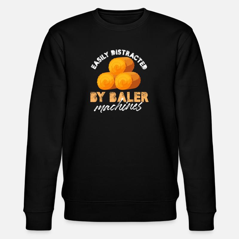 Easily Distracted By Baler Machines Hay Bale - Stanley/Stella CHANGER Unisex Organic Sweatshirt - black