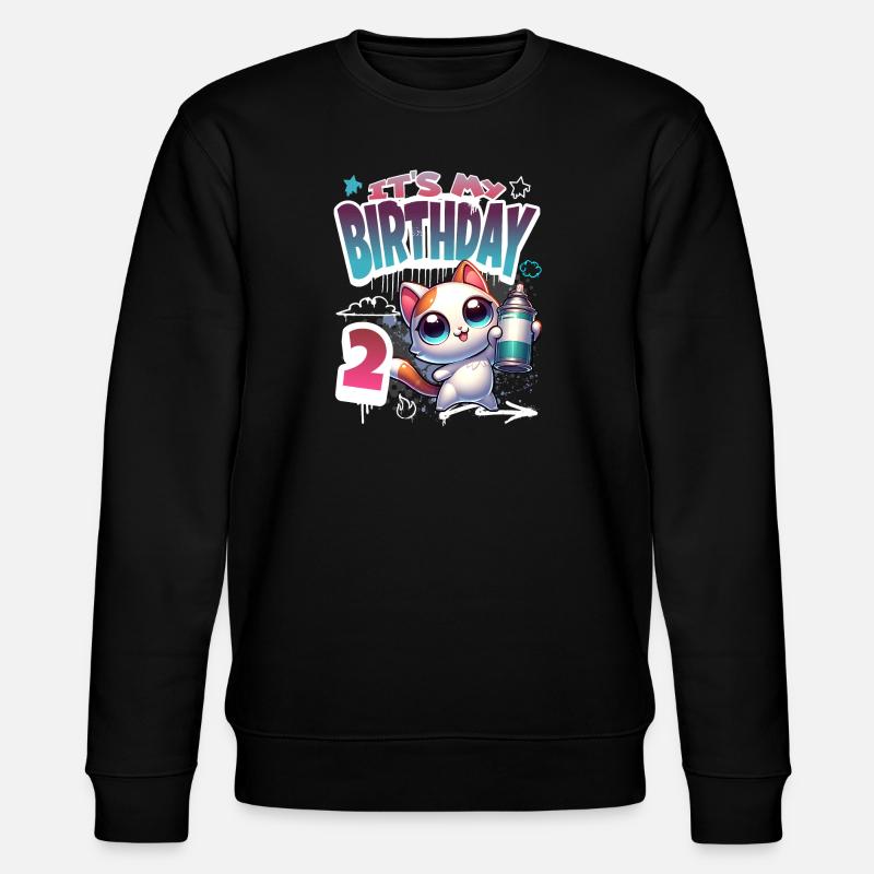 2nd Birthday Cat Graffiti - Stanley/Stella CHANGER Unisex Organic Sweatshirt - black